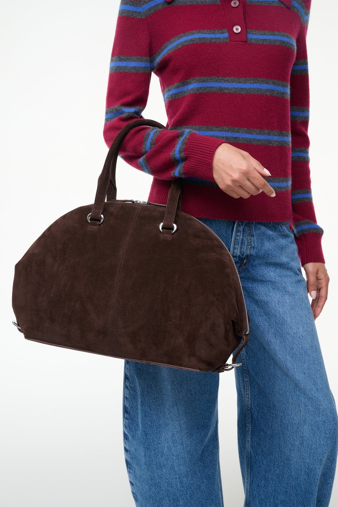 STAUD Hester Satchel – Espresso Suede – detail 5