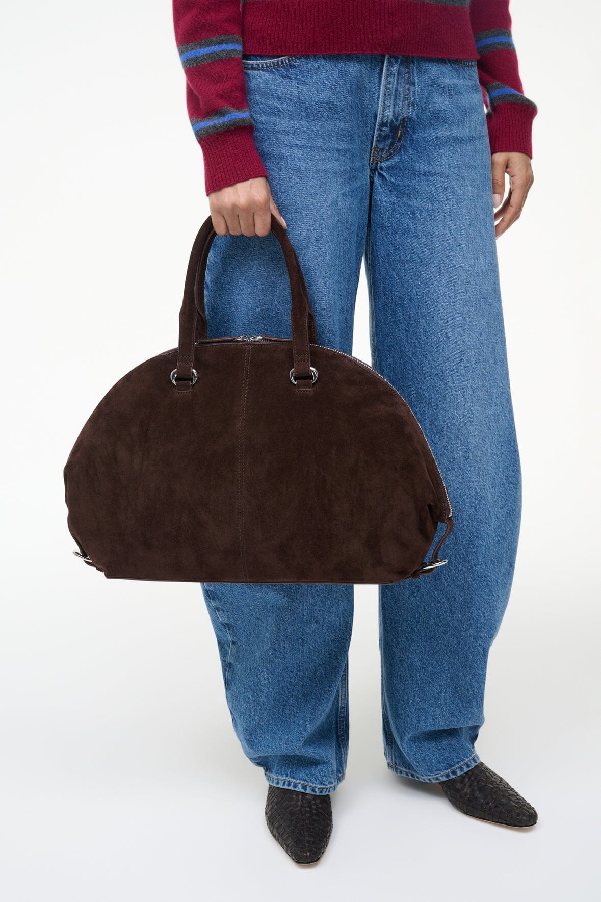 STAUD Hester Satchel – Espresso Suede – detail 3