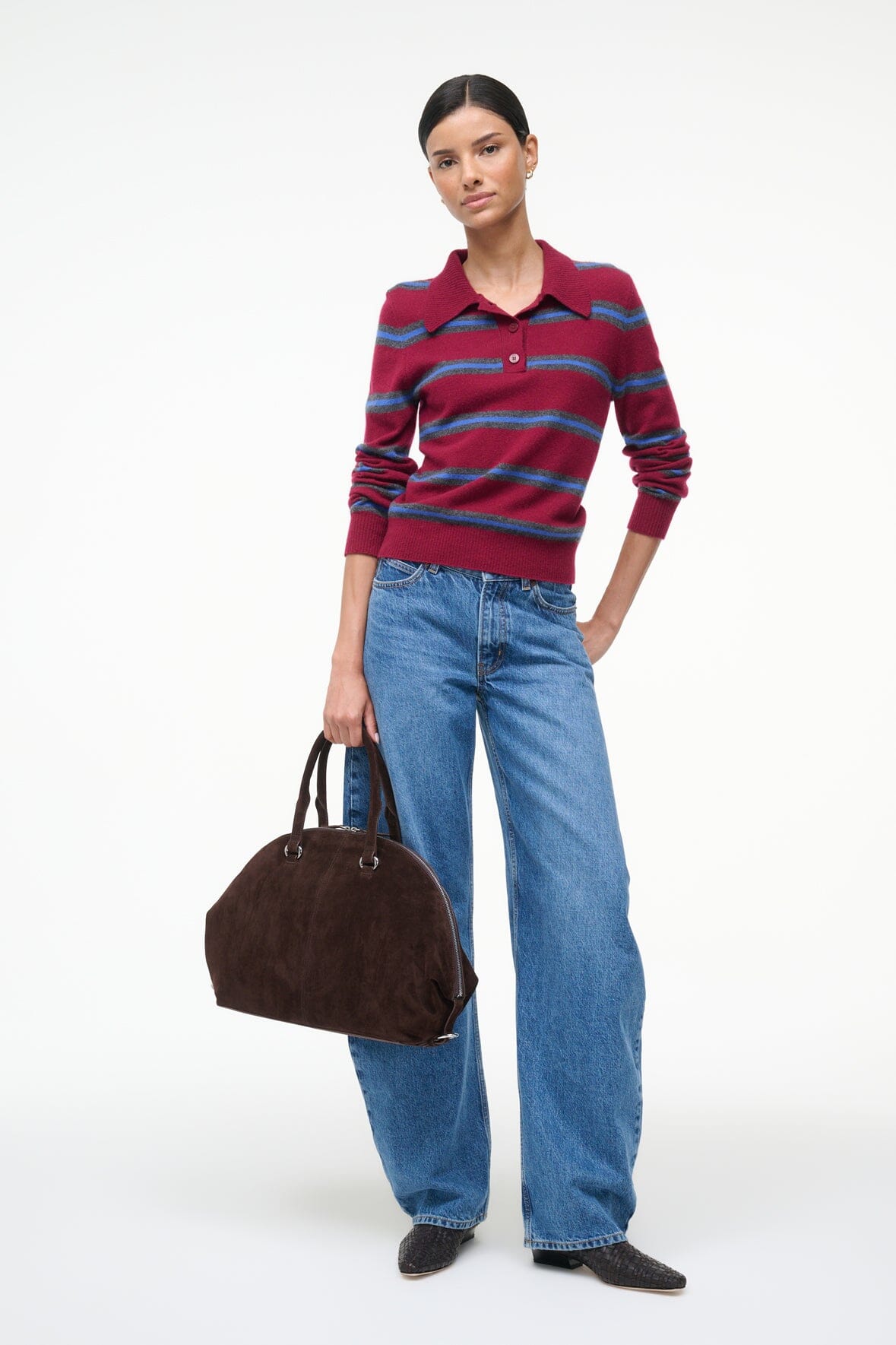 STAUD Hester Satchel – Espresso Suede – detail 2
