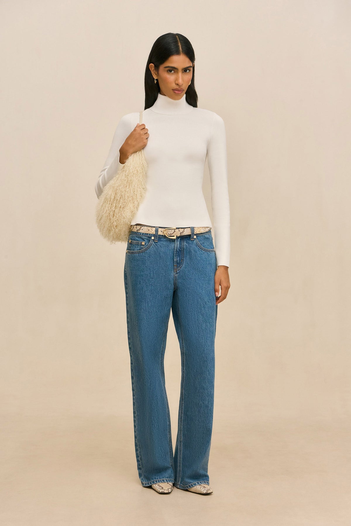 Cult Gaia Solay Shoulder Bag – Natural Shearling – detail 4