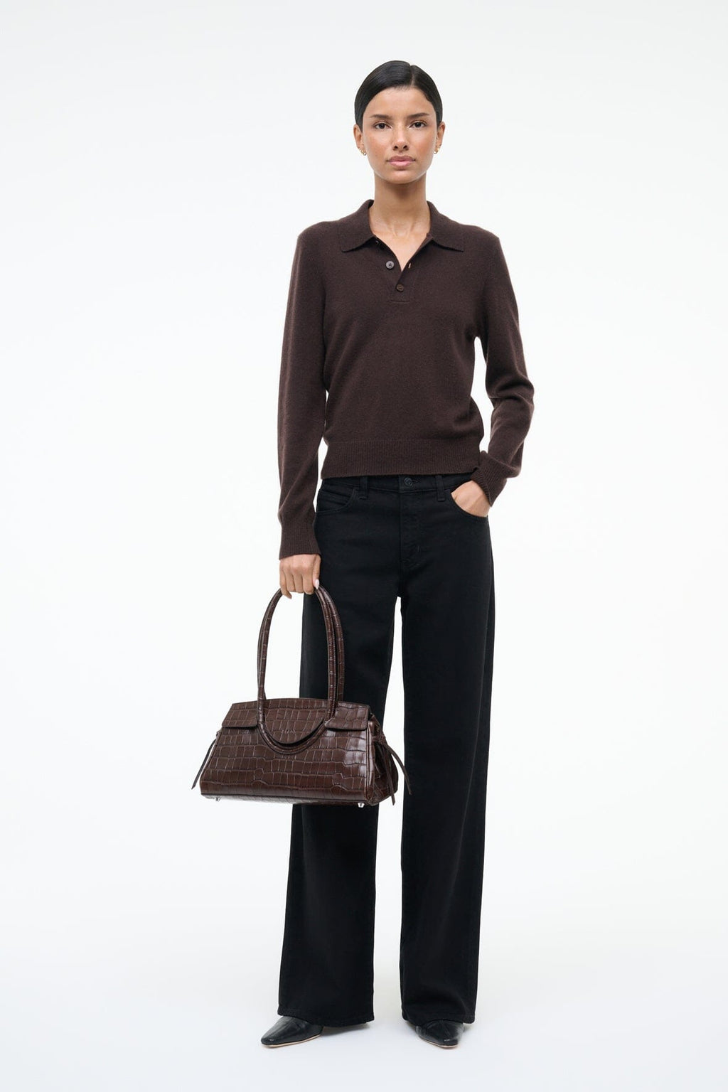 STAUD Maude Shoulder Bag – Espresso Croco – detail 3