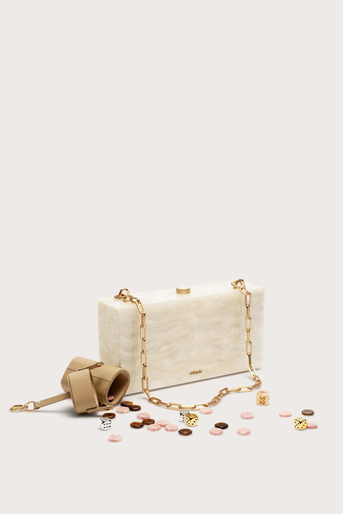 Cult Gaia The Backgammon Clutch – Ivory – detail 2