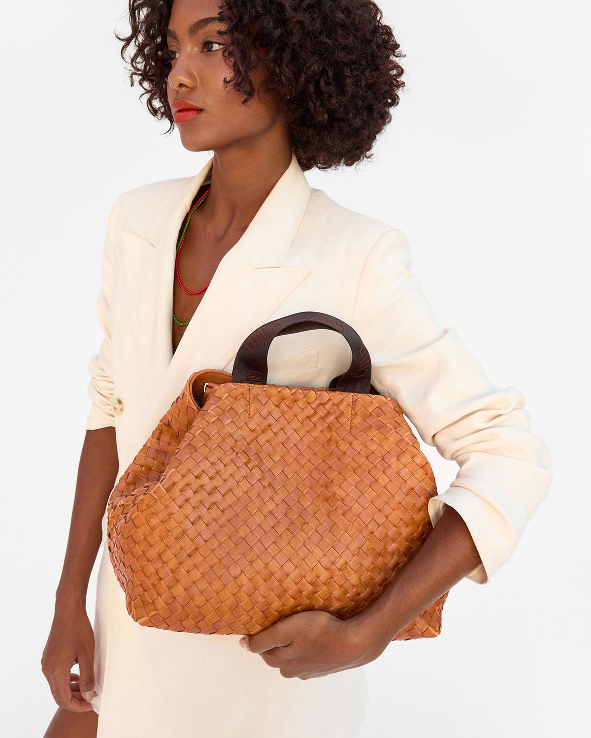 Clare V. Bateau Tote – Natural Diagonal Woven – detail 4