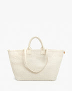 Clare V. Bateau Tote – Cream Woven Checker