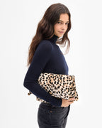 Clare V. Carryall Clutch w/ Tabs – Snow Leopard Hair-On – detail 2