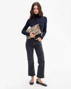 Clare V. Carryall Clutch w/ Tabs – Snow Leopard Hair-On – detail 4
