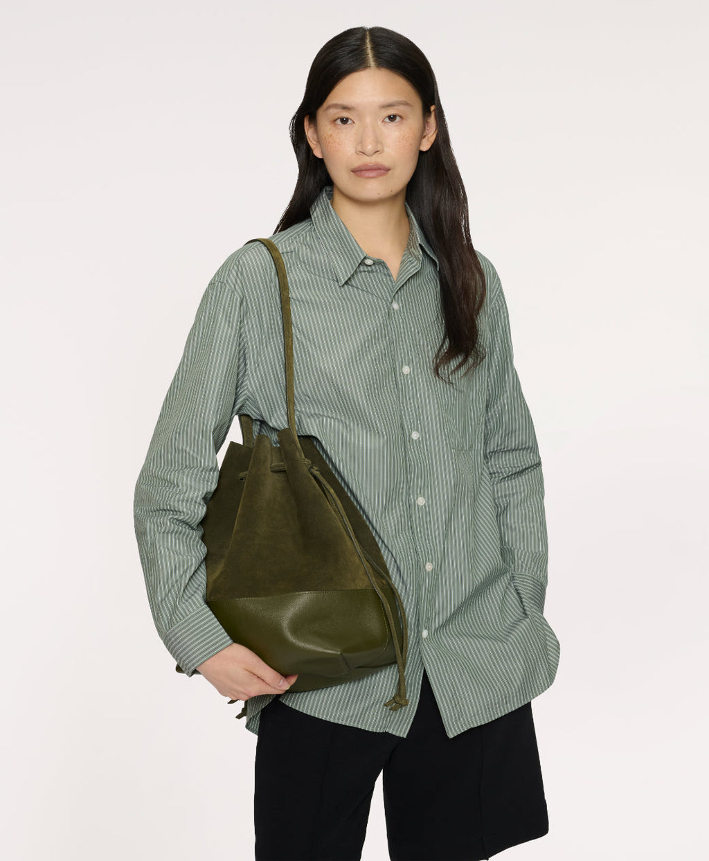 Mansur Gavriel Drawstring Cabas – Algae Suede/Algae – detail 2