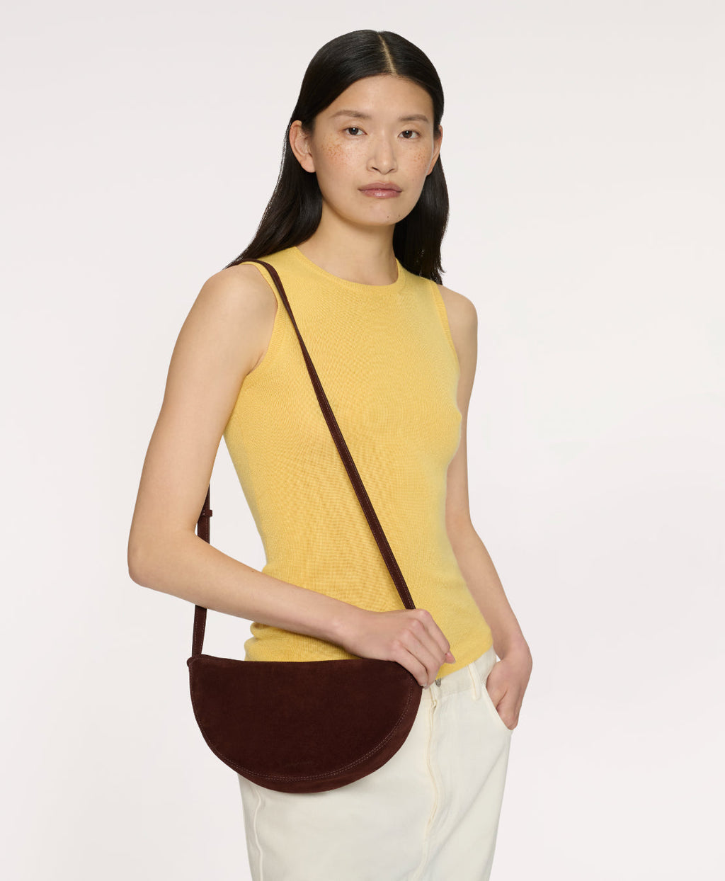 Mansur Gavriel Moon Sling – Chocolate Suede – detail 2