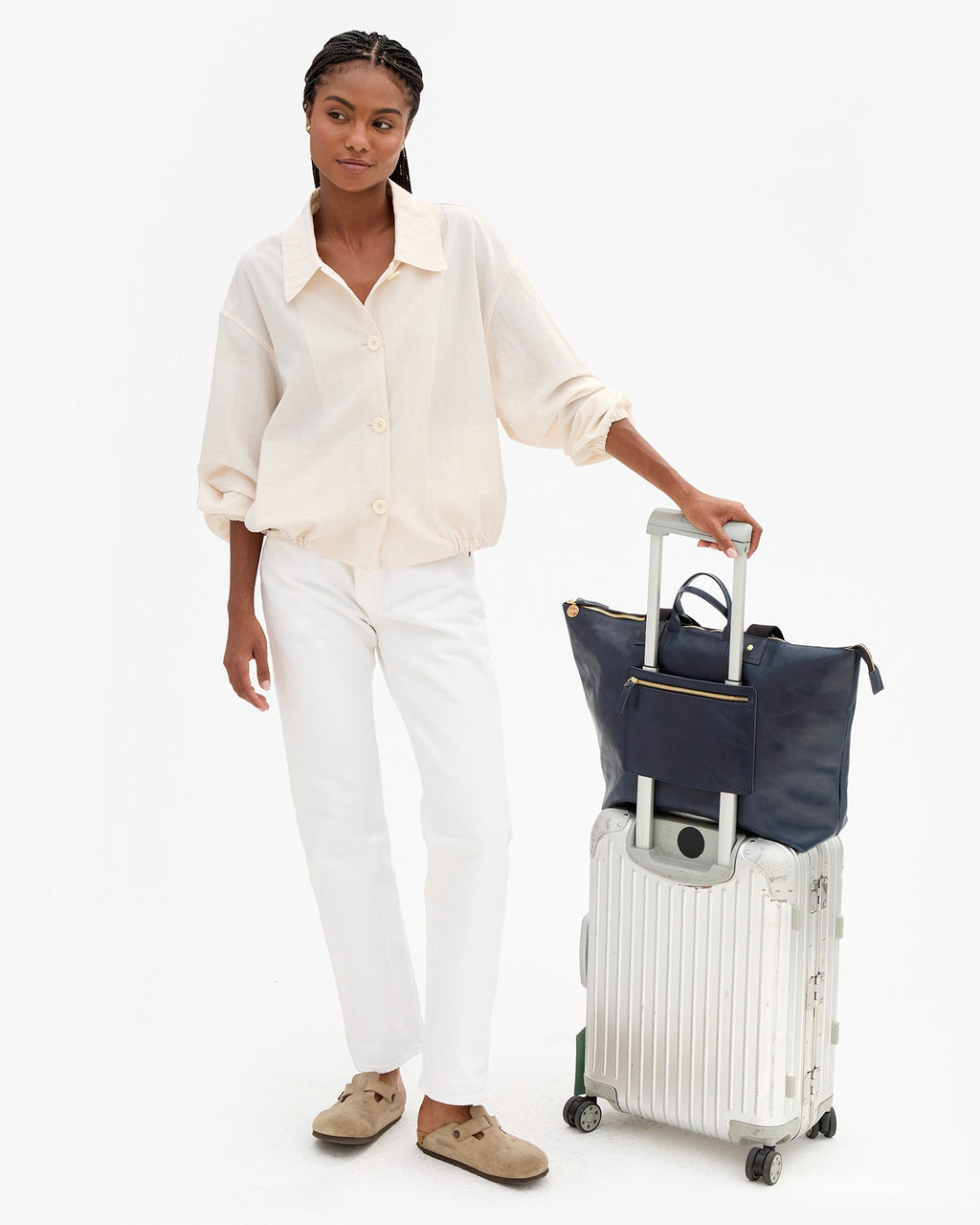 Clare V. Grand Zip Sac – Twilight Navy – detail 4