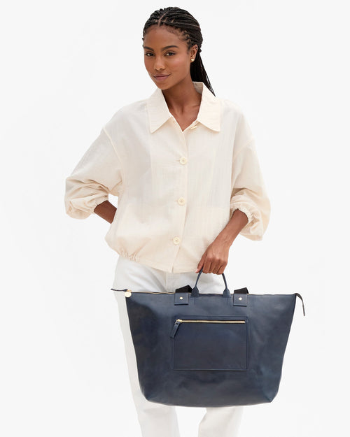 Clare V. Grand Zip Sac – Twilight Navy – detail 2