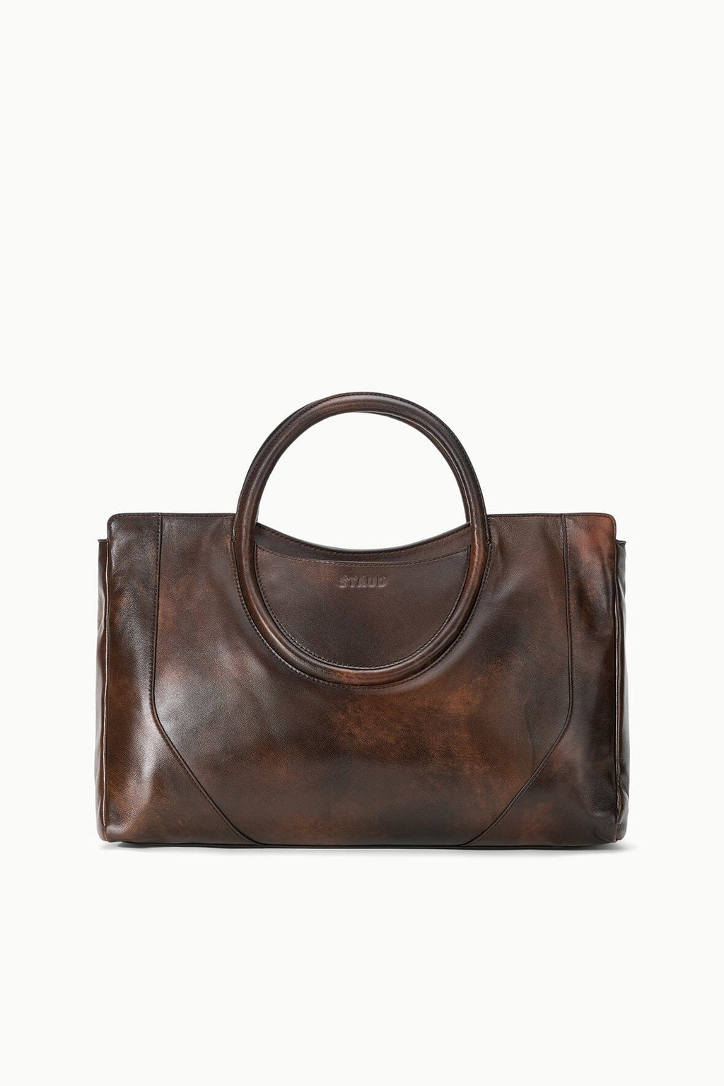STAUD Maude Satchel – Espresso Distressed – detail 2