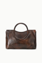 STAUD Maude Satchel – Espresso Distressed – detail 2