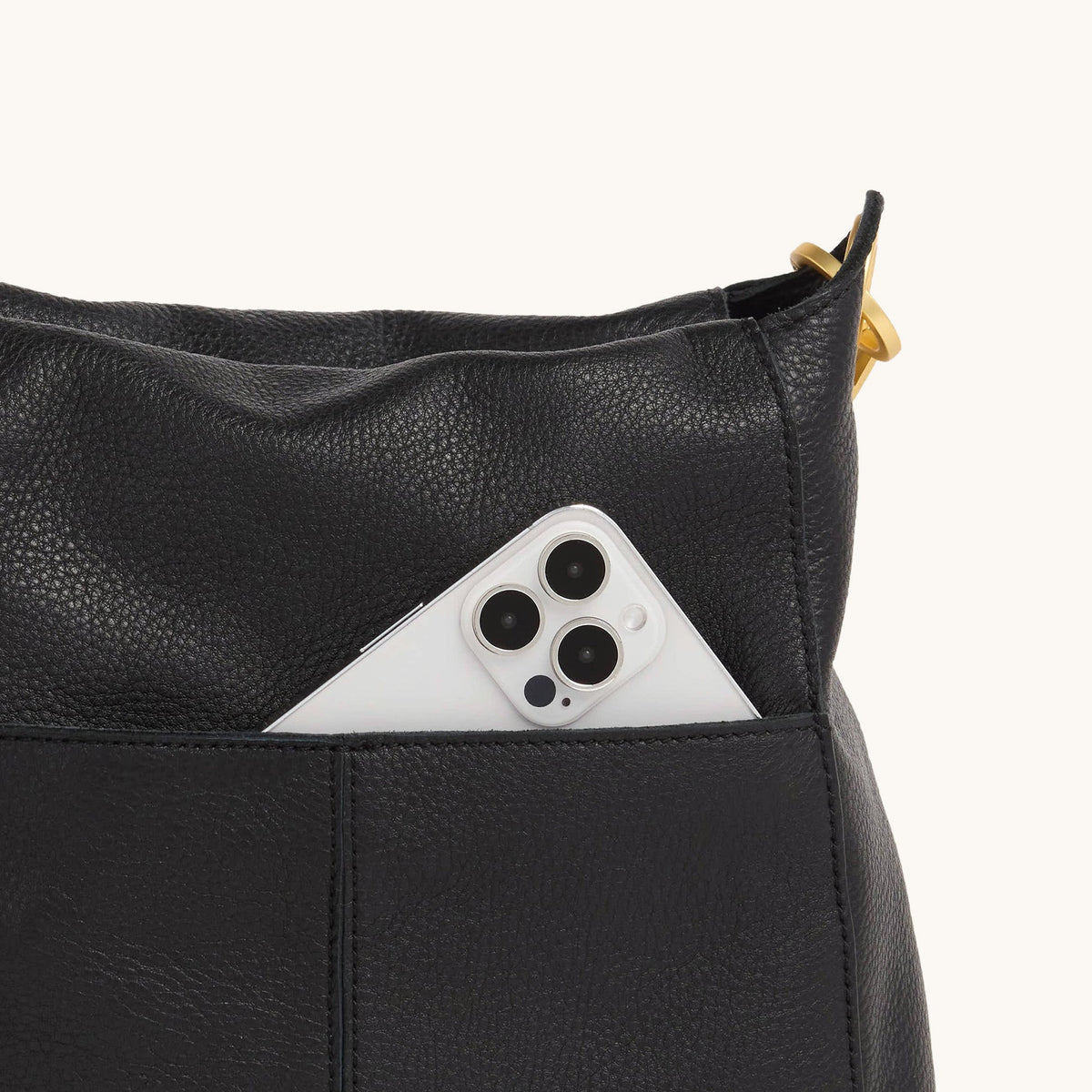Hammitt Bryant Large Crossbody – Black/Brushed Gold Red Zip – detail 5