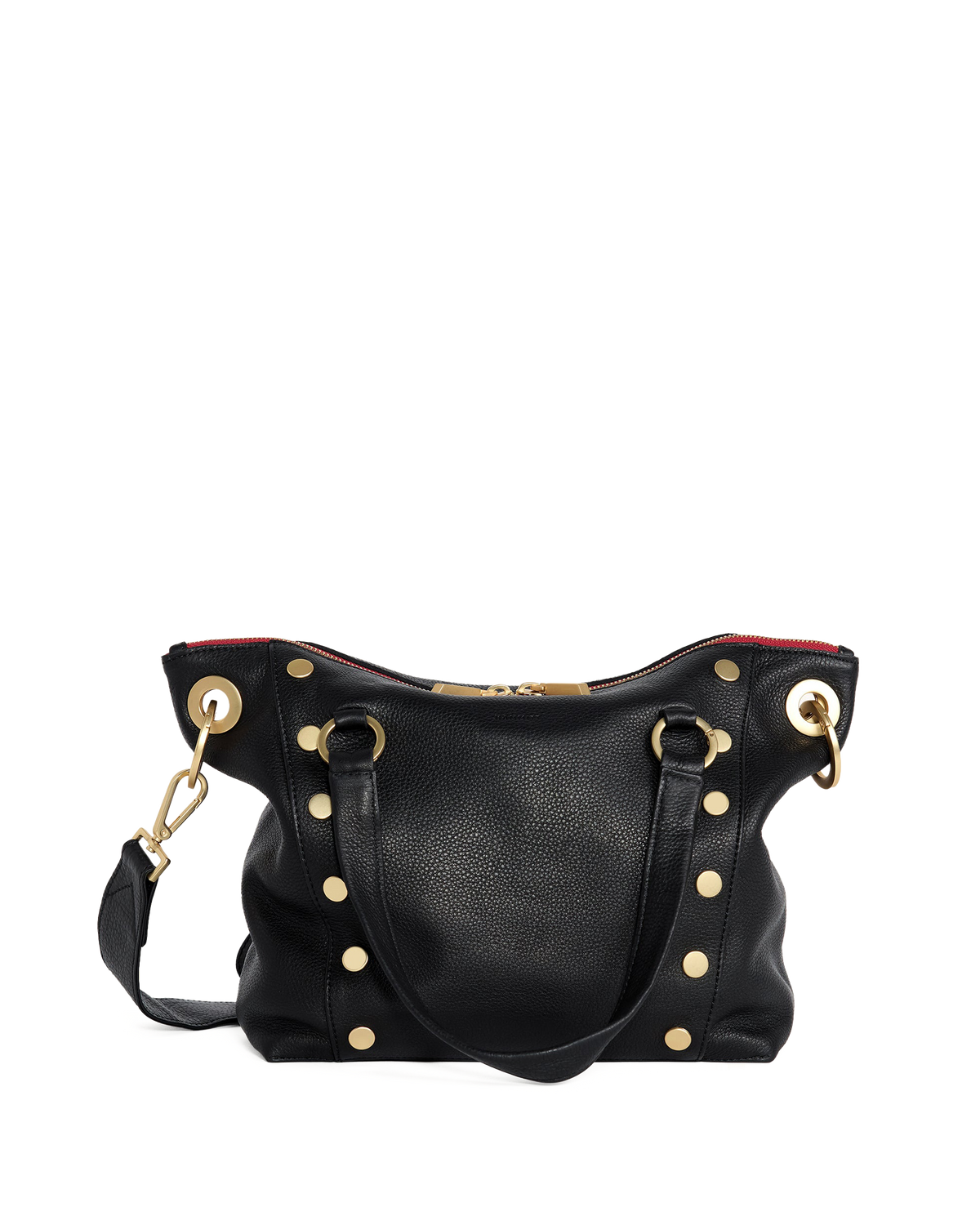 Hammitt Daniel Medium Satchel – Black/Brushed Gold Red Zip – detail 5