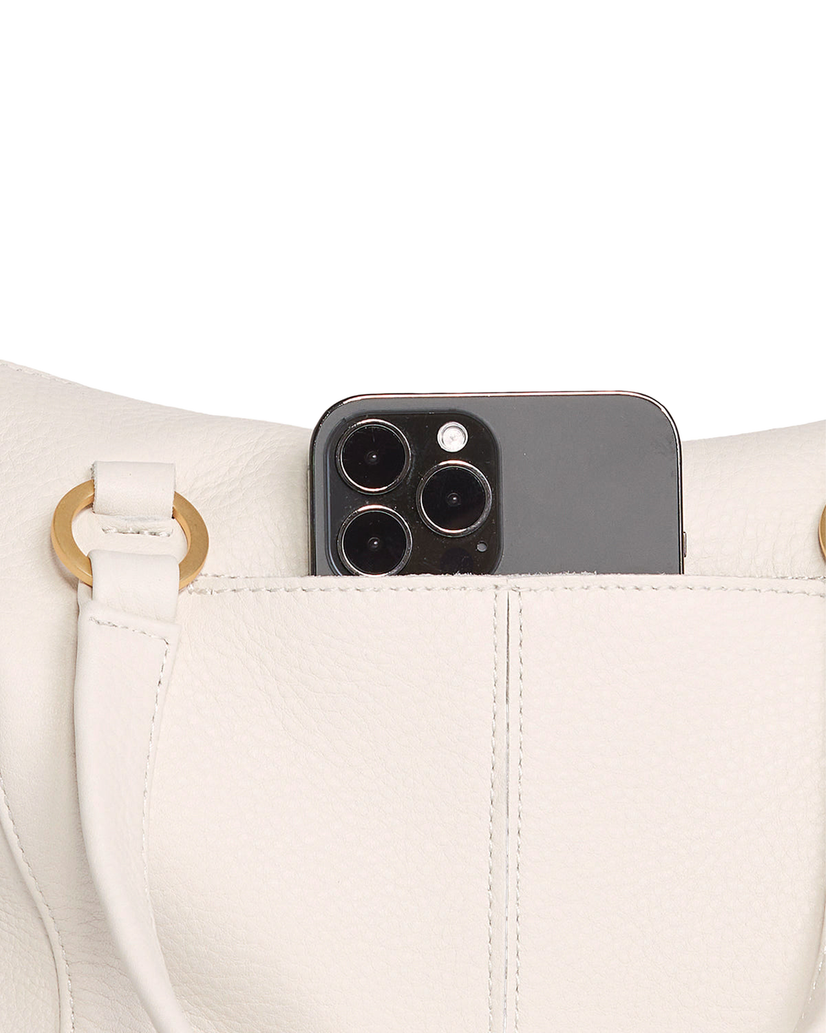 Hammitt Daniel Medium Satchel – Calla Lily White/Brushed Gold – detail 5