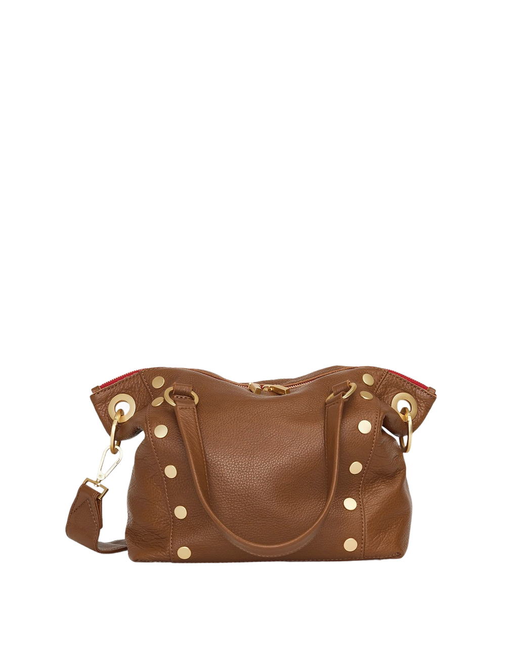 Hammitt Daniel Medium Satchel – Mahogany Pebble/Brushed Gold Red Zip – detail 5