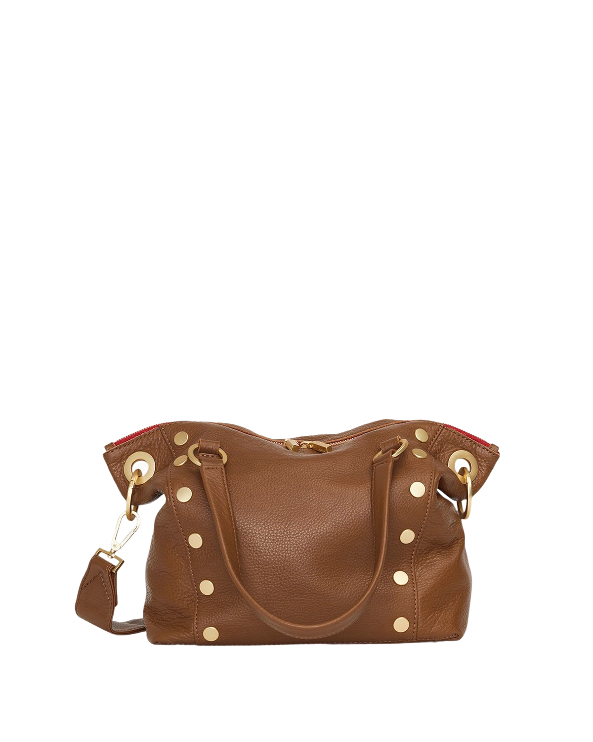Hammitt Daniel Medium Satchel – Mahogany Pebble/Brushed Gold Red Zip – detail 5