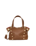 Hammitt Daniel Medium Satchel – Mahogany Pebble/Brushed Gold Red Zip