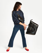 Clare V. Le Zip Sac – Black Embossed Croco w/ Travel Pocket – detail 3