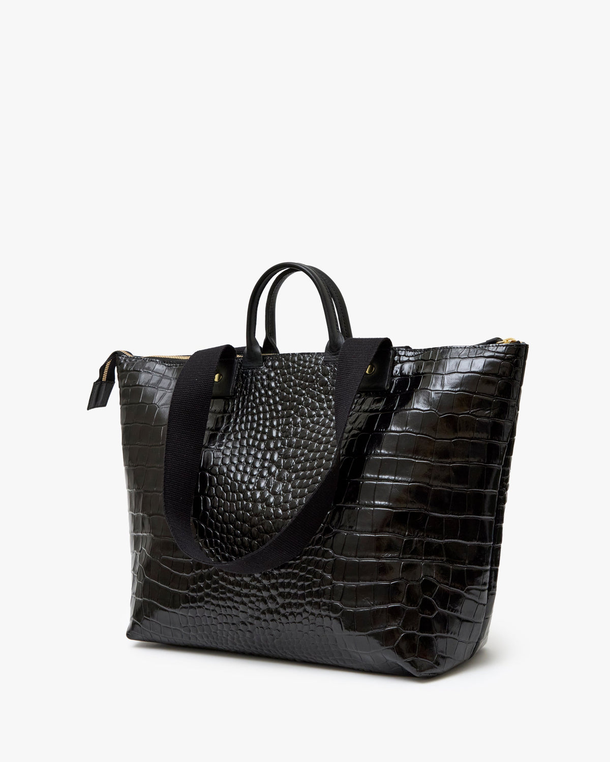 Clare V. Le Zip Sac – Black Embossed Croco w/ Travel Pocket – detail 5