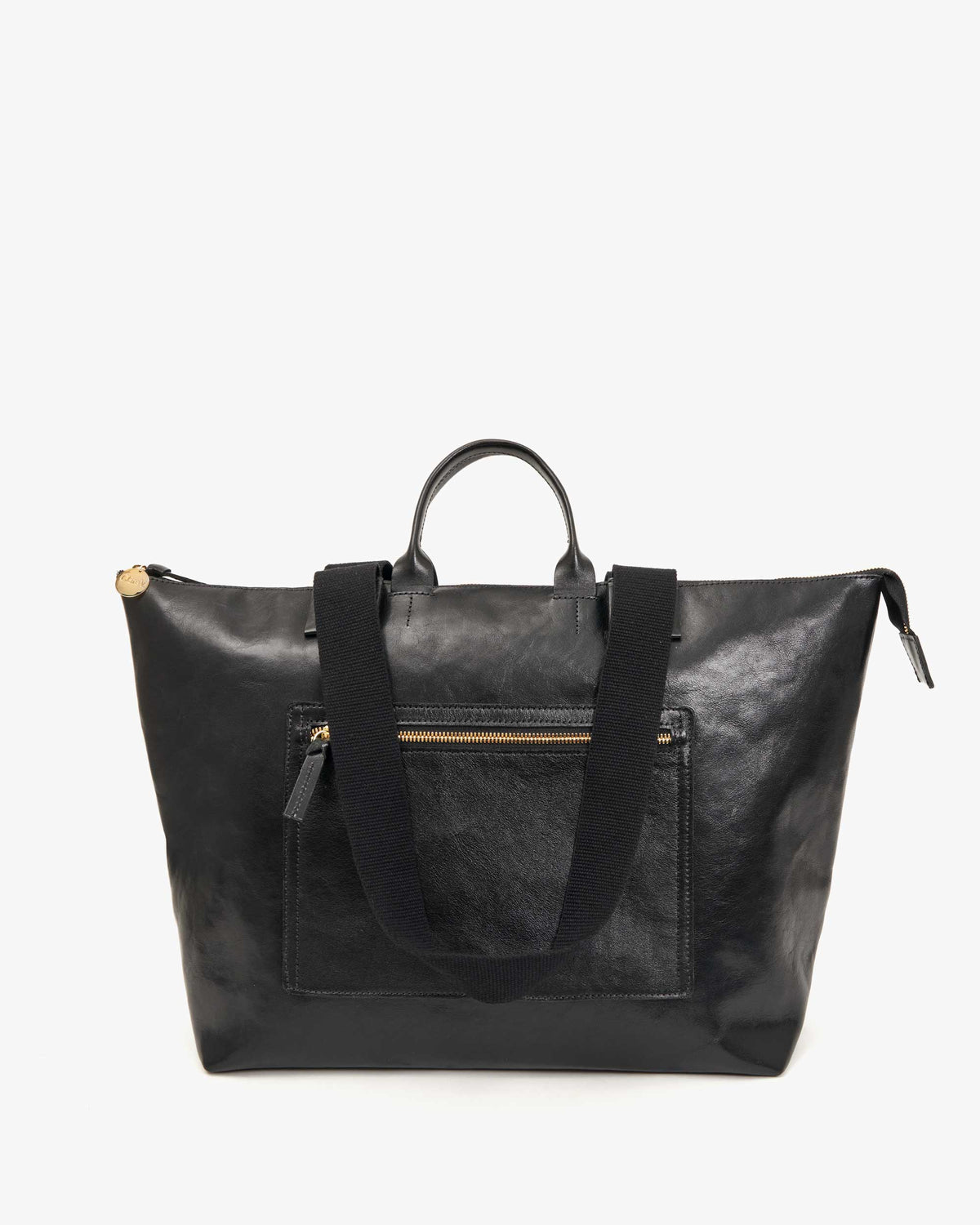 Clare V. Le Zip Sac – Black Rustique w/ Travel Pocket