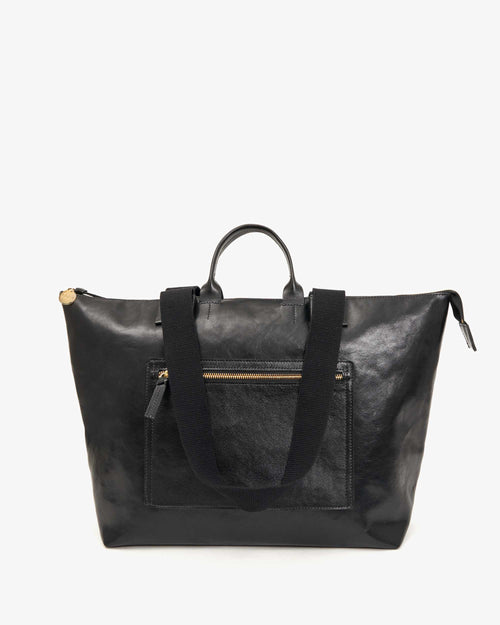 Clare V. Le Zip Sac – Black Rustique w/ Travel Pocket