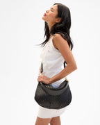 Clare V. Moyen Messenger – Black Woven Zig-Zag – detail 4
