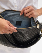 Clare V. Moyen Messenger – Black Woven Zig-Zag – detail 5
