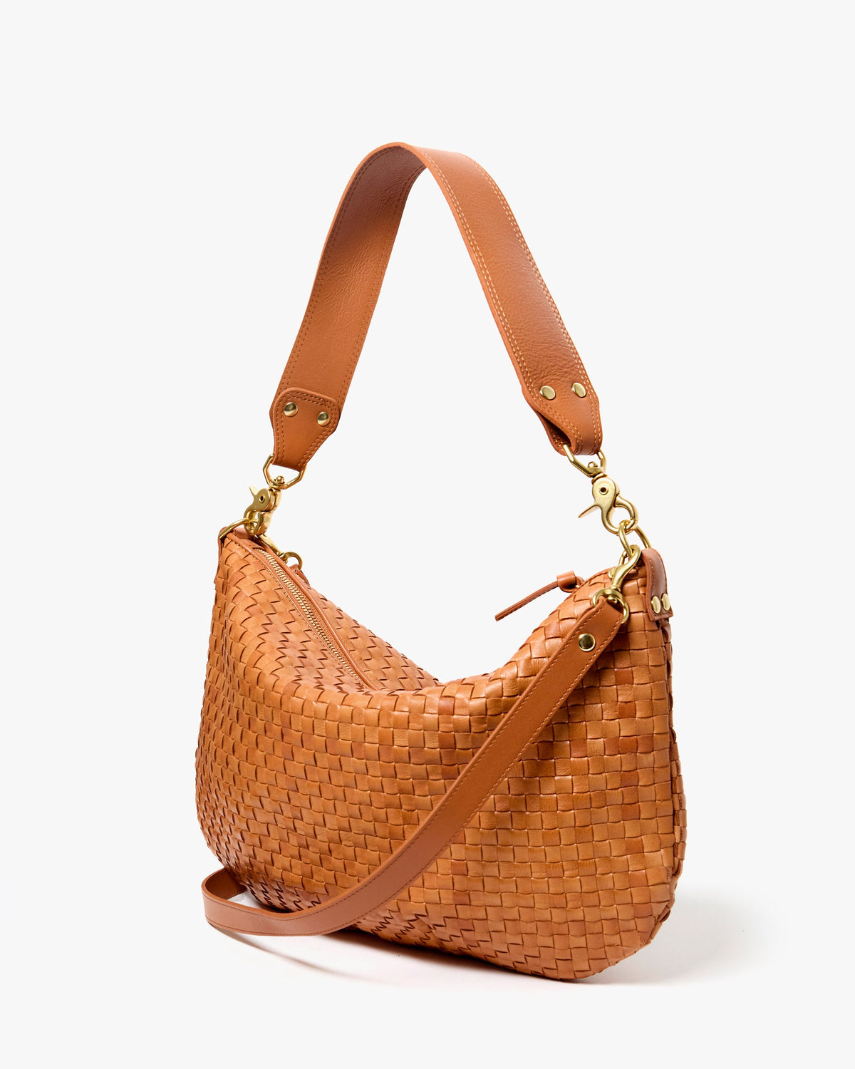 Clare V. Moyen Messenger – Natural Woven Checker – detail 5