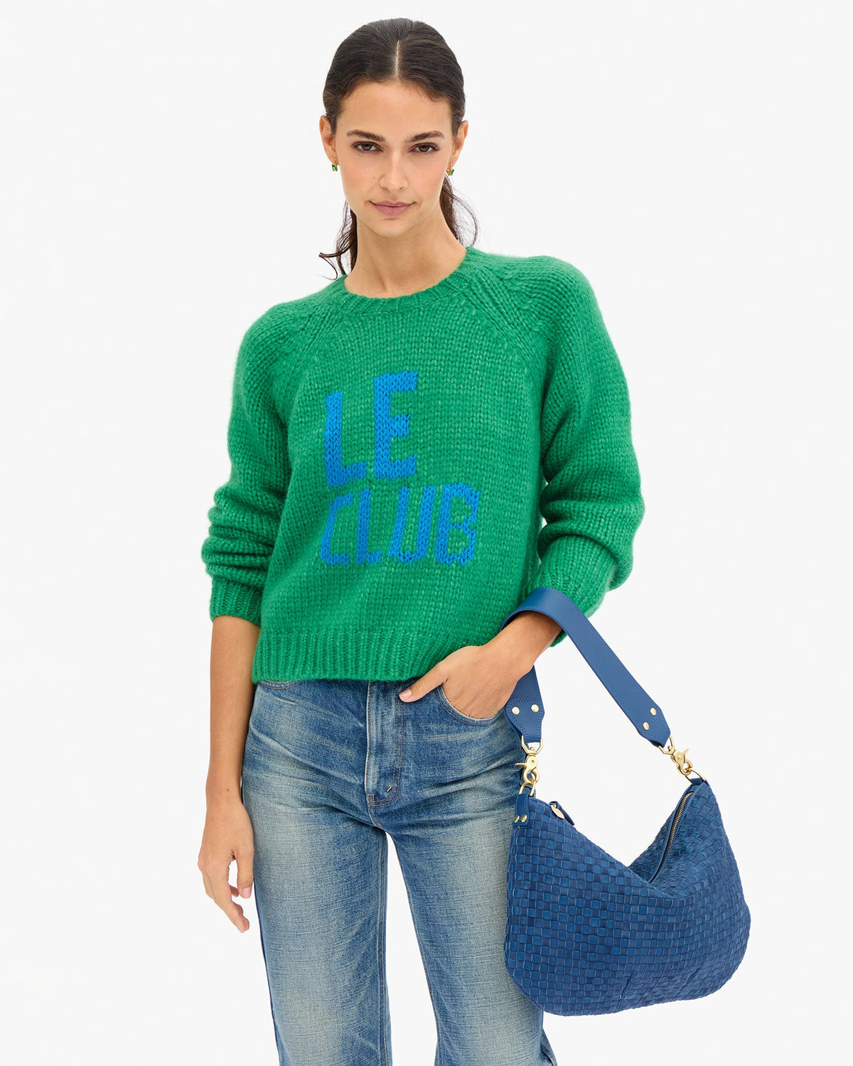 Clare V. Moyen Messenger – Ink Woven Checker – detail 3