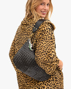 Clare V. Moyen Messenger – Black Diagonal Woven – detail 3