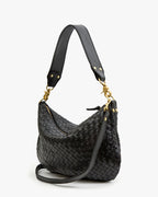 Clare V. Moyen Messenger – Black Diagonal Woven – detail 4