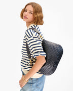 Clare V. Moyen Messenger – Twilight Navy Diagonal Woven – detail 2
