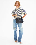 Clare V. Moyen Messenger – Twilight Navy Diagonal Woven – detail 4