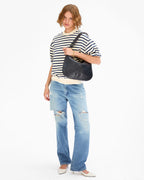 Clare V. Moyen Messenger – Twilight Navy Diagonal Woven – detail 3