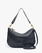 Clare V. Moyen Messenger – Twilight Navy Diagonal Woven
