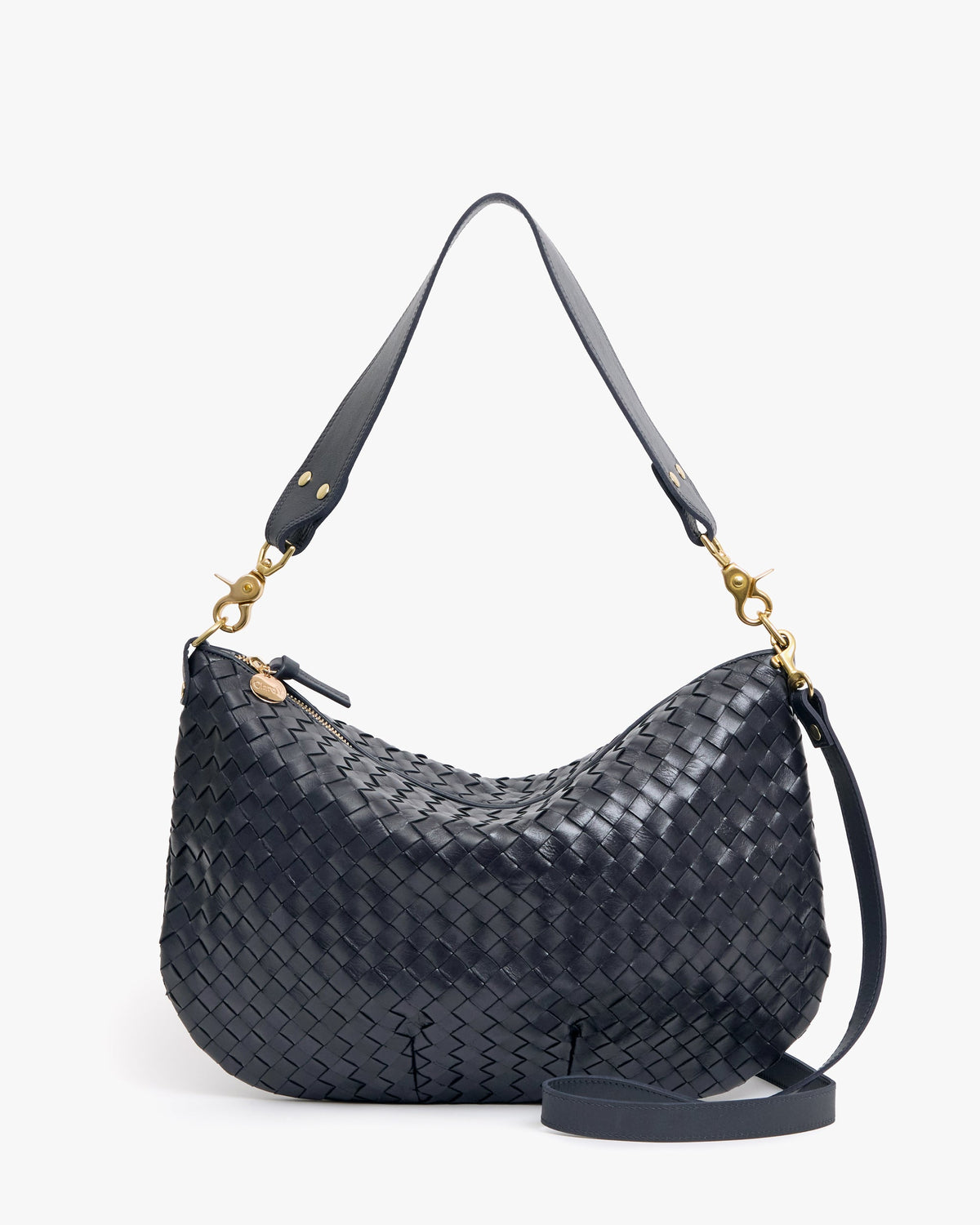 Clare V. Moyen Messenger – Twilight Navy Diagonal Woven