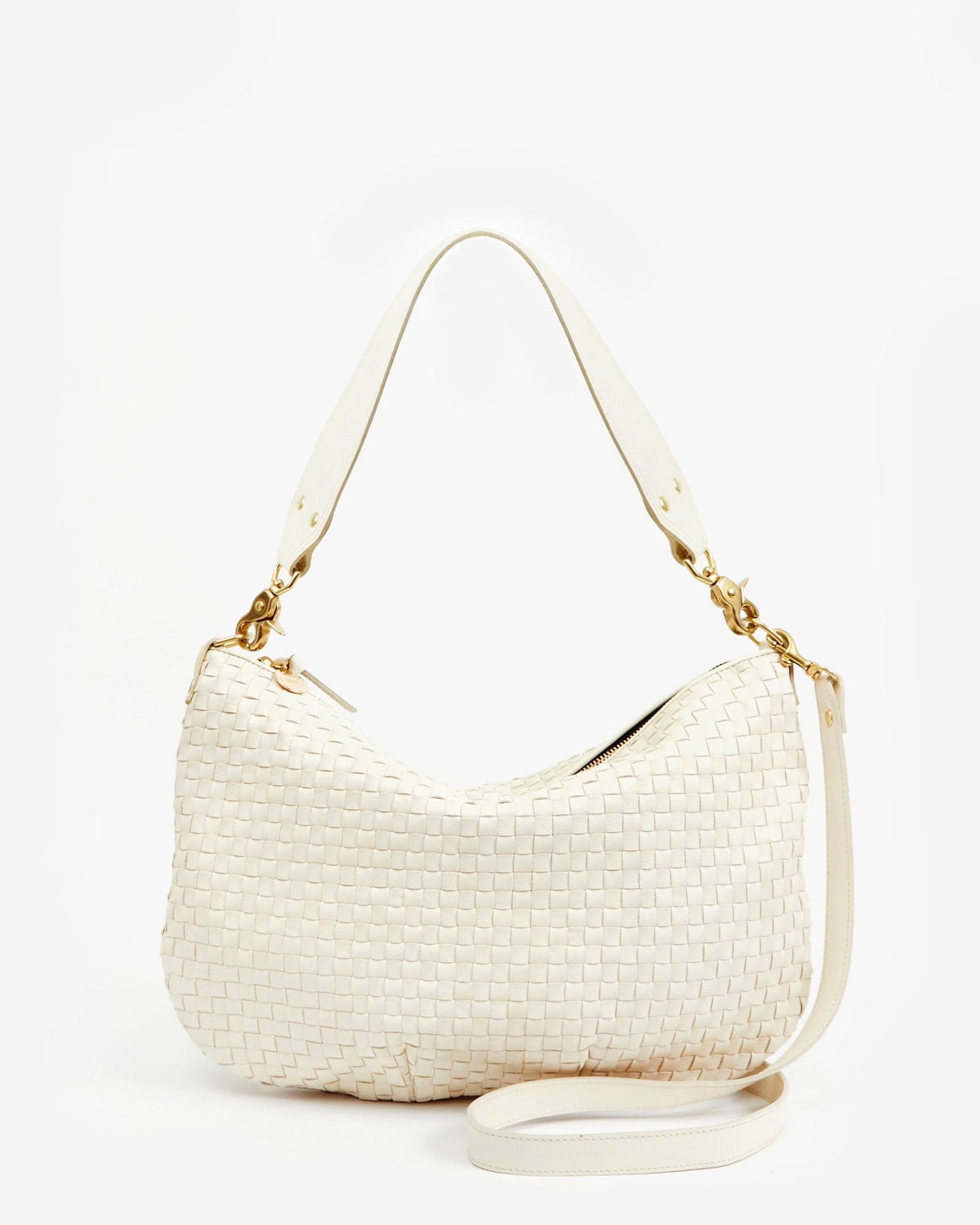 Clare V. Moyen Messenger – Cream Woven Checker