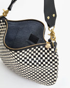 Clare V. Moyen Messenger – Black/Cream Woven Checker – detail 5