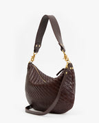 Clare V. Moyen Messenger – Chocolate Woven Zig-Zag – detail 5