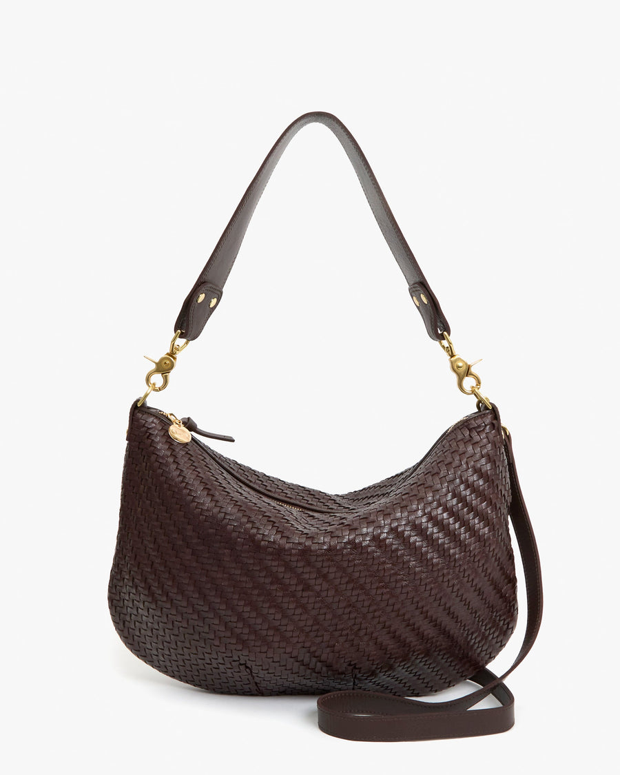Clare V. Moyen Messenger – Chocolate Woven Zig-Zag