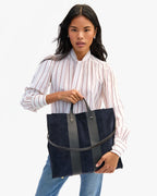 Clare V. Simple Tote – Navy w/ Racing Stripes – detail 2