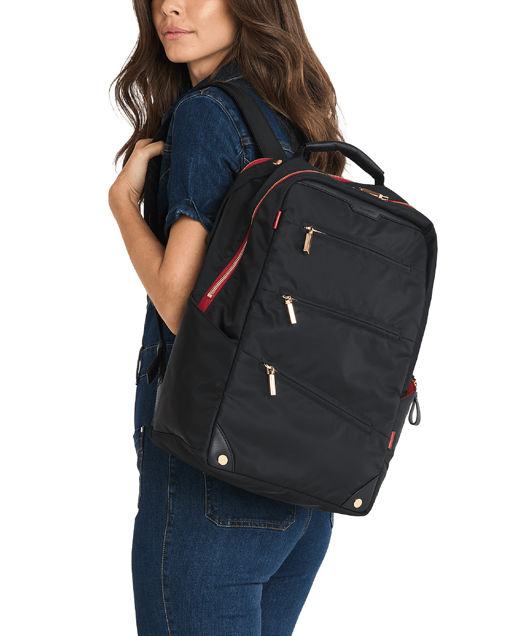 Hammitt Eden Backpack Backpack – Black Nylon/Gold Red Zip – detail 2
