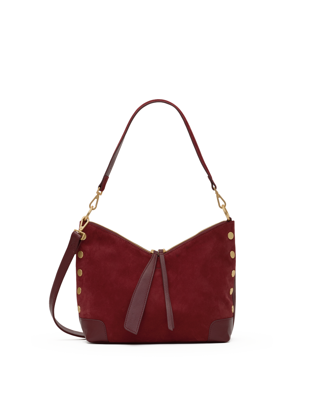 Hammitt Grace Medium Satchel – Cherrywood Suede/Brushed Gold