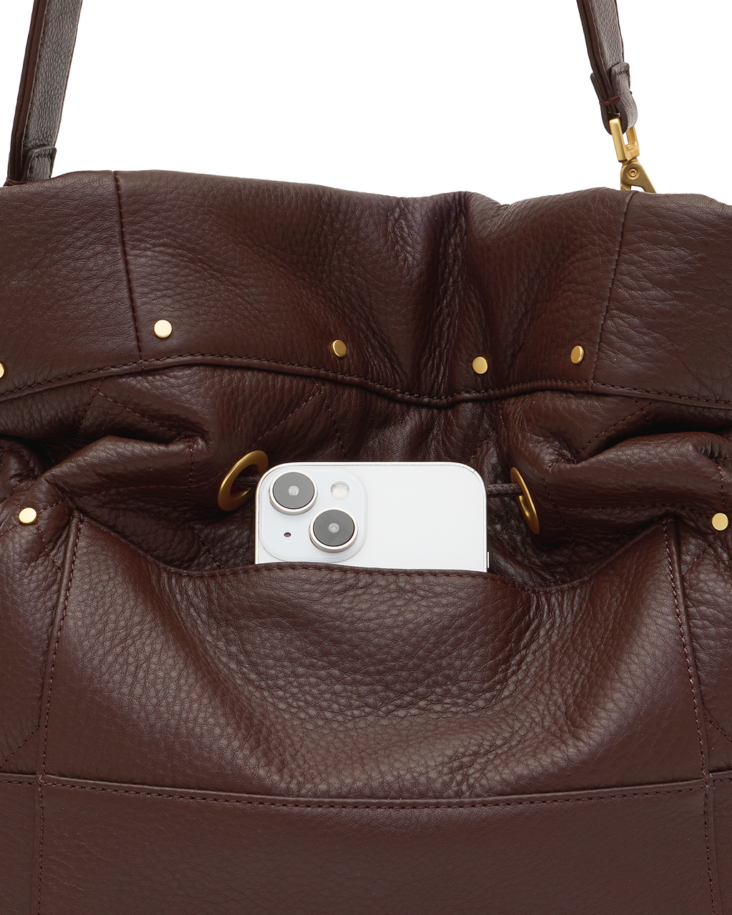 Hammitt Gianna Large Bucket Bag – Quilted Espresso/Brushed Gold – detail 5