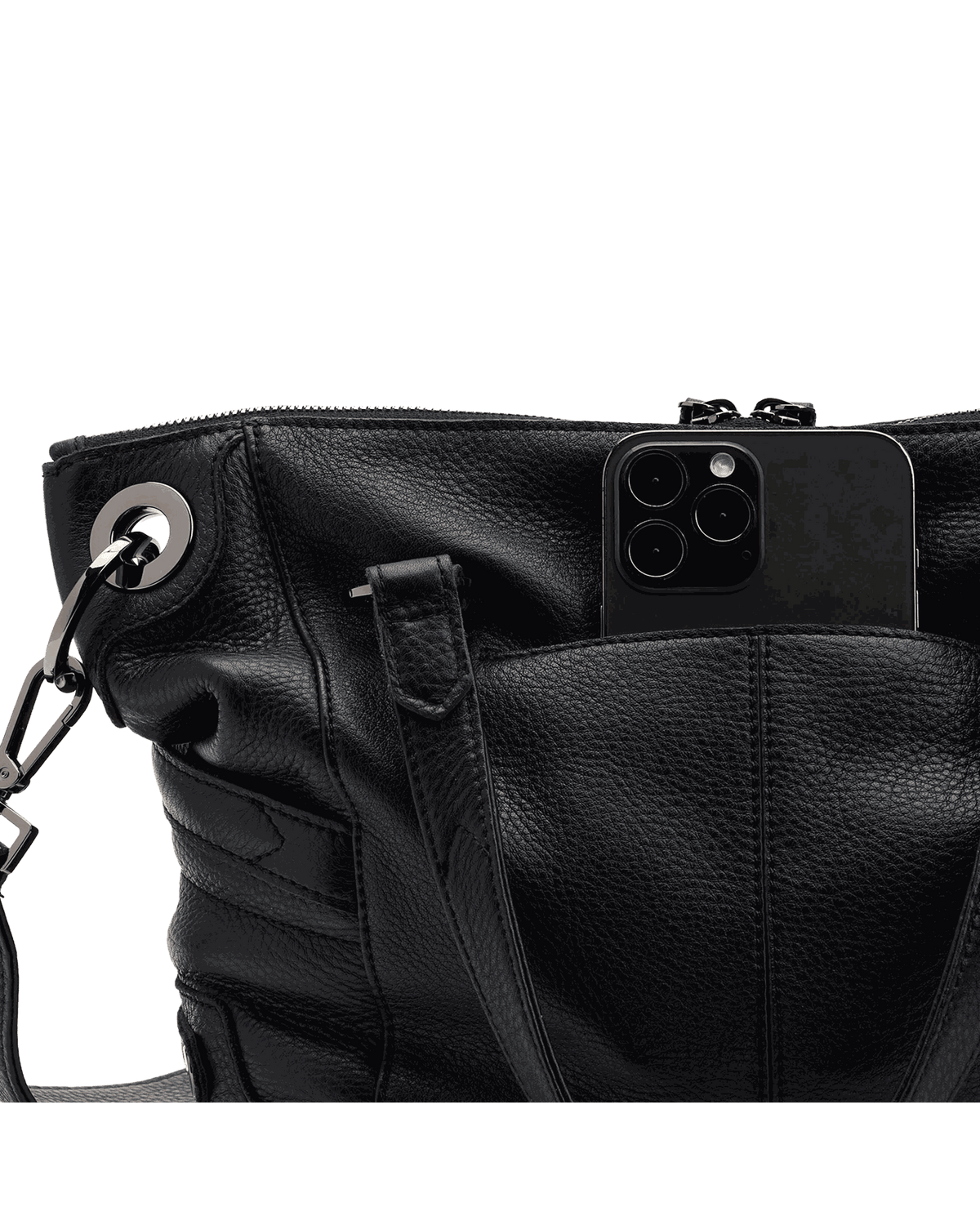 Hammitt Daniel Medium Satchel – Moto Black/Gunmetal – detail 2