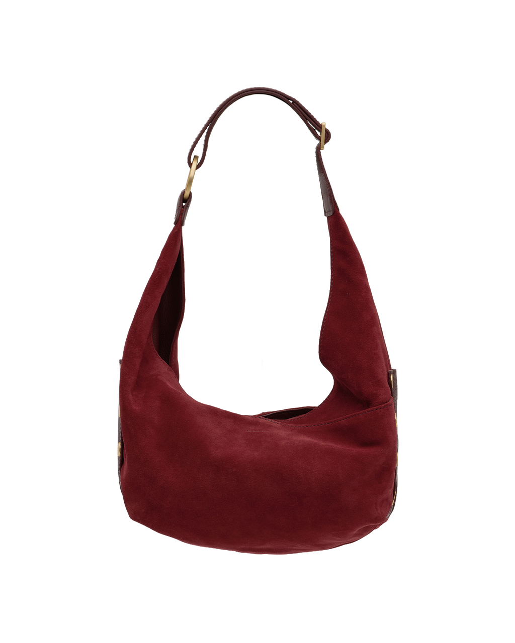 Hammitt Tom Zip Medium Hobo – Cherrywood Suede/Brushed Gold – detail 3