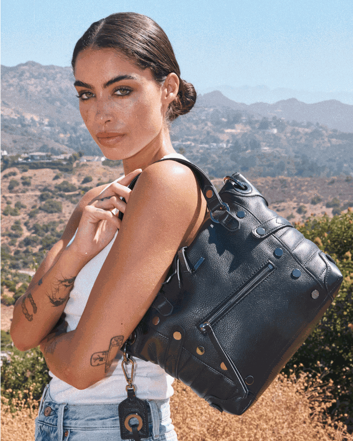 Hammitt Daniel Medium Satchel – Moto Black/Gunmetal – detail 3