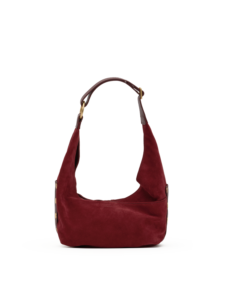 Hammitt Tom Zip Medium Hobo – Cherrywood Suede/Brushed Gold