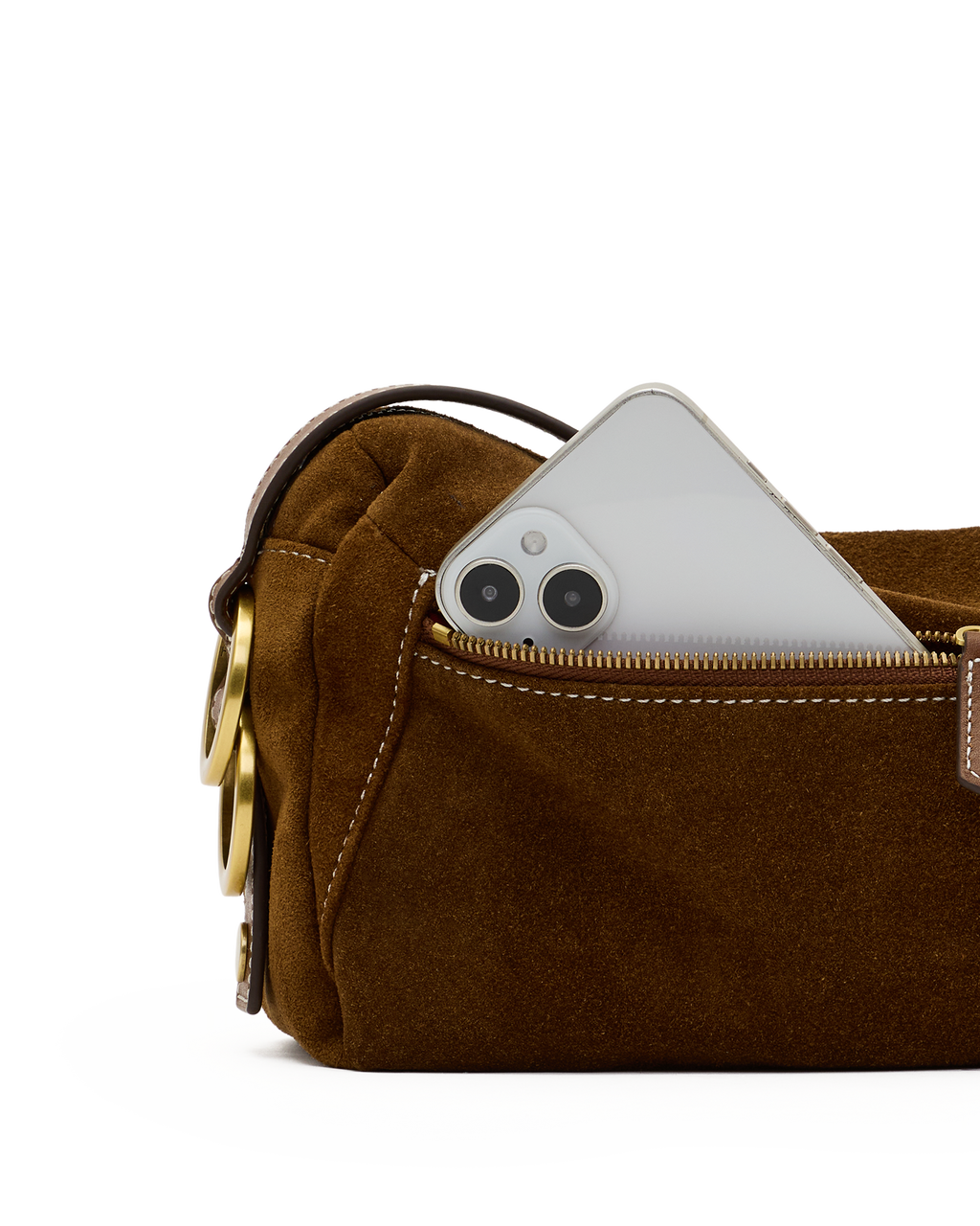 Hammitt Doxie Medium Satchel – Cinnamon Suede/Antique Gold – detail 4